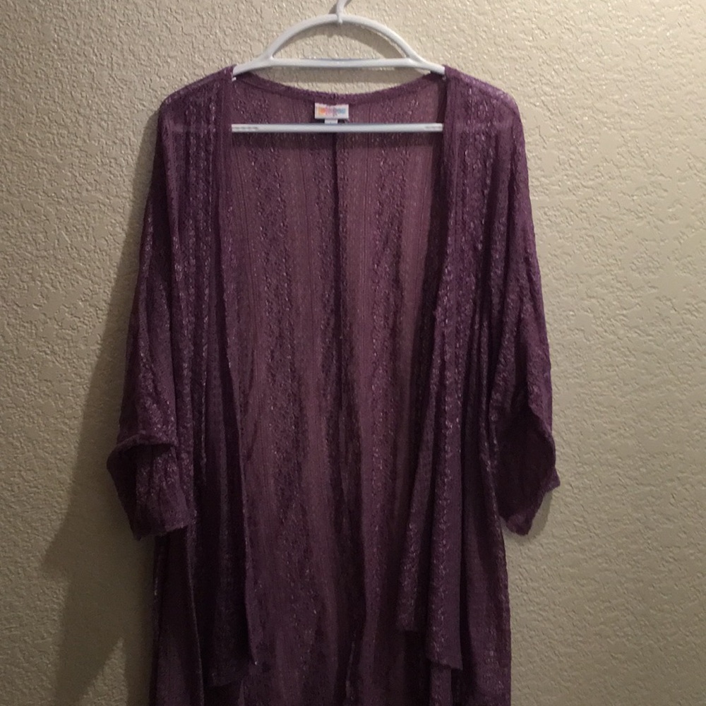 LuLaRoe Large Lindsey, lace cardigan